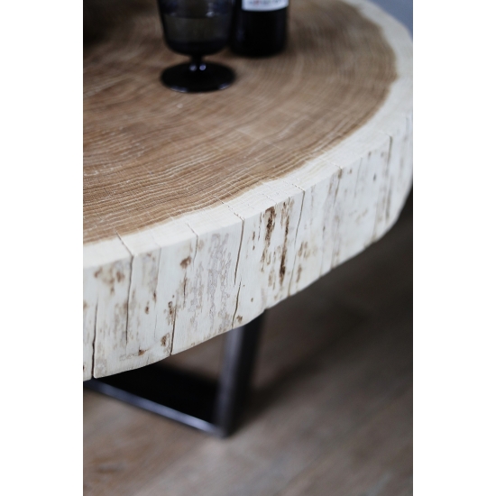 Drewniany Stół, Dębowy Plaster na Krzyżakowych Oryginalnych Nogach, Skandynawski Styl